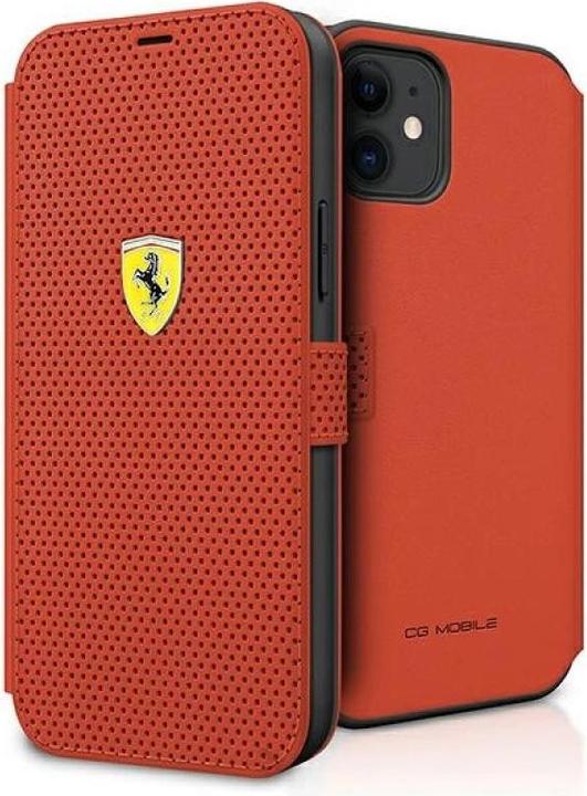Ferrari FESPEFLBKP12SRE iPhone 12 mini 5.4" czerwony/red book On Track Perforated (Apple iPhone 12 mini)