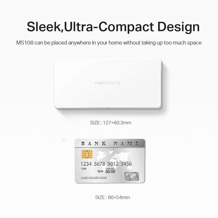 Image du produit Mercusys Switch MS108 8 ports boîtier plastique (8 ports)