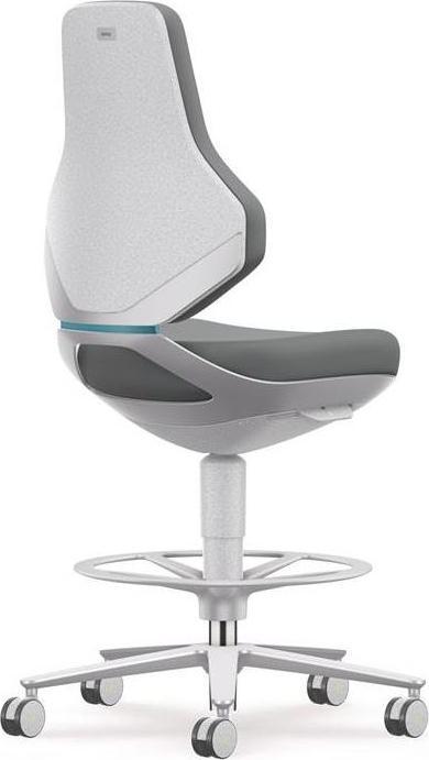 Image du produit Bimos Arbeitsdrehstuhl Texon Sitz-Stopp-Rollen und Fussring Skintec grau 570-810 mm