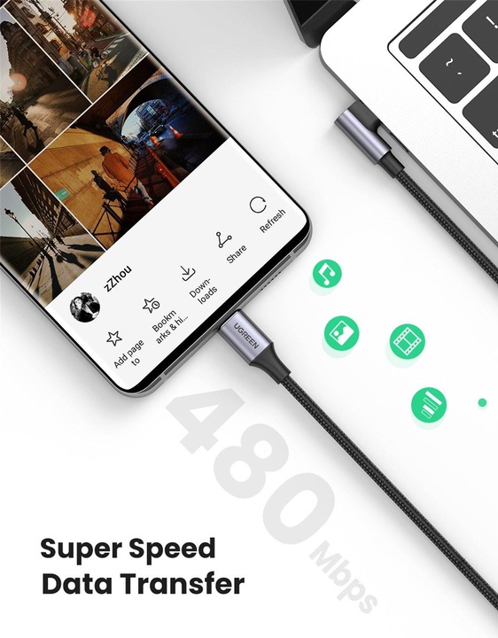 Image du produit Ugreen USB C – USB C (1 m, USB 2.0)