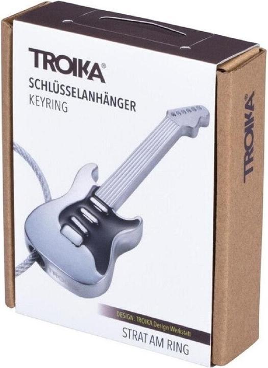 Actual product image Troika STRAT AM RING key ring guitar, matt grey/black