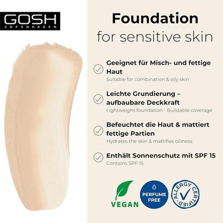 Actual product image Copenhagen GOSH - Hydramatt Foundation Light 004Y 30 ml (004Y)