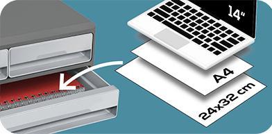 Productafbeelding Cep Ladebox MoovUp lichtgrijs DIN A4 liggend, DIN A5 liggend met 3 laden