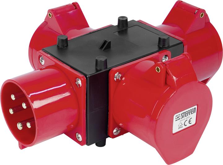 Image du produit Steffen Répartiteur CEE 32A 5P 415V, 1x fiche d'appareil CEE 32/5 et 3x prise CEE 32/5 (3 x, CEE 32/5)