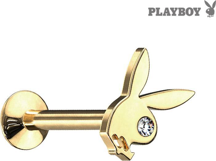 Produktbild Star Piercing Micro Labret Innengewinde vergoldet Playboy Bunny (Messing, Chirurgenstahl 316L)