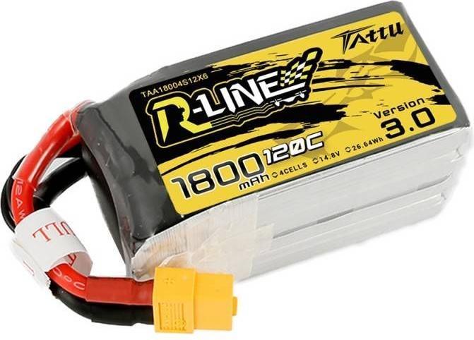 Immagine prodotto Tattu Batteria RC LiPo 1800 mAh 14,8 V 120C R-Line V3.0 (14.80 V, 1800 mAh)