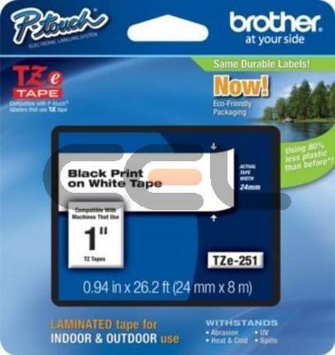 Produktbild Brother TZE-251CIV DirectLabel schwarz auf weiss Laminat 24mm x 8m Schwarz Weiss (2.40 cm, Schwarz)