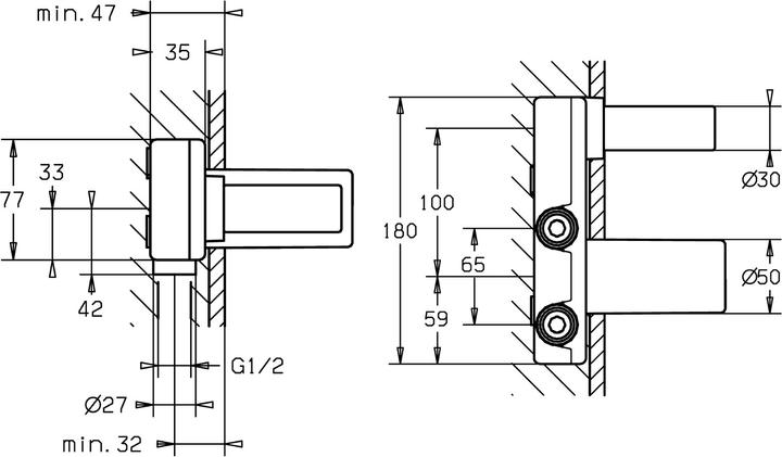 Actual product image Hansa built-in body for 2-hole wall washbasin mixer