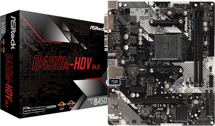 AsRock B450M-HDV R4.0 B450 (AM4, AMD B450, mATX)