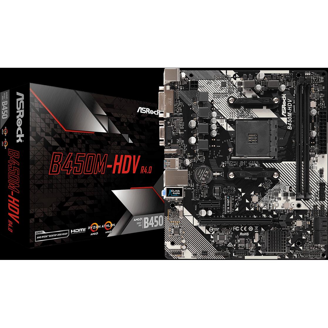 AsRock B450M-HDV R4.0 B450 (AM4, AMD B450, mATX), Mainboard