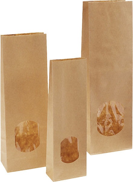 Immagine prodotto kaiserkraft Sacchetto con fondo semirigido e finestra, in carta kraft, OPP, lungh. x largh. (500 Pezzo/i)