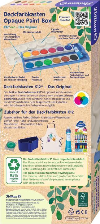 Image du produit Pelikan Encre fluorescente en boîte d'encre opaque Eco, 12 couleurs (Multicolore, 12 ml)