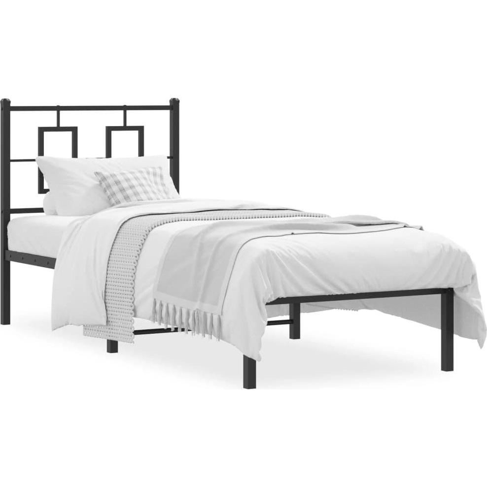 VidaXL, Bett, Bettgestell mit Kopfteil Metallbett Bett Einzelbett Schwarz 75x190cm (75 x 190 cm)
