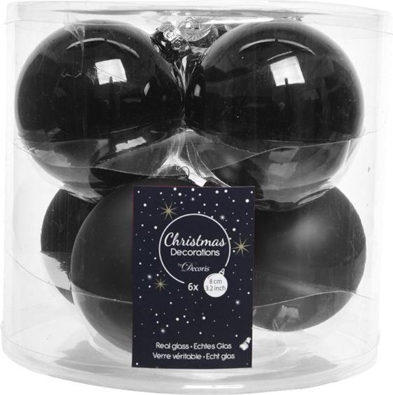 Actual product image Decoris Christmas Tree toys 140417, black, 80 mm, 6 pcs (6x)
