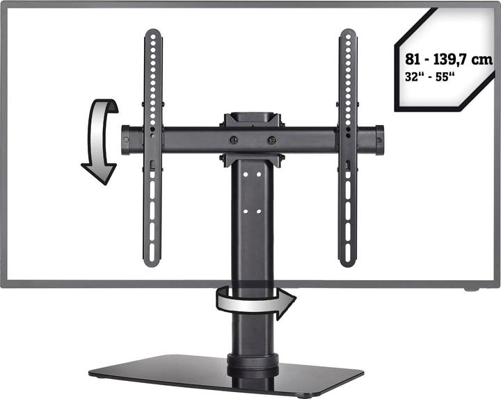 SpeaKa Professional TV-Standfuss 81 cm (32”) - 139.7 cm (55”), neig- und schwenkbar, höhenverstellbar (32.01", 40 kg)