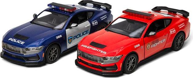 Kinsmart KINS Die-cast model 2024 Ford Mustang Dark Horse (Politie/Brandweer), 1:38, ast 2