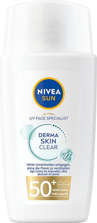 Actual product image NIVEA Sun UV Face Derma Skin Clear Fluid (Sun cream face, SPF 50, 40 ml, 62 g)
