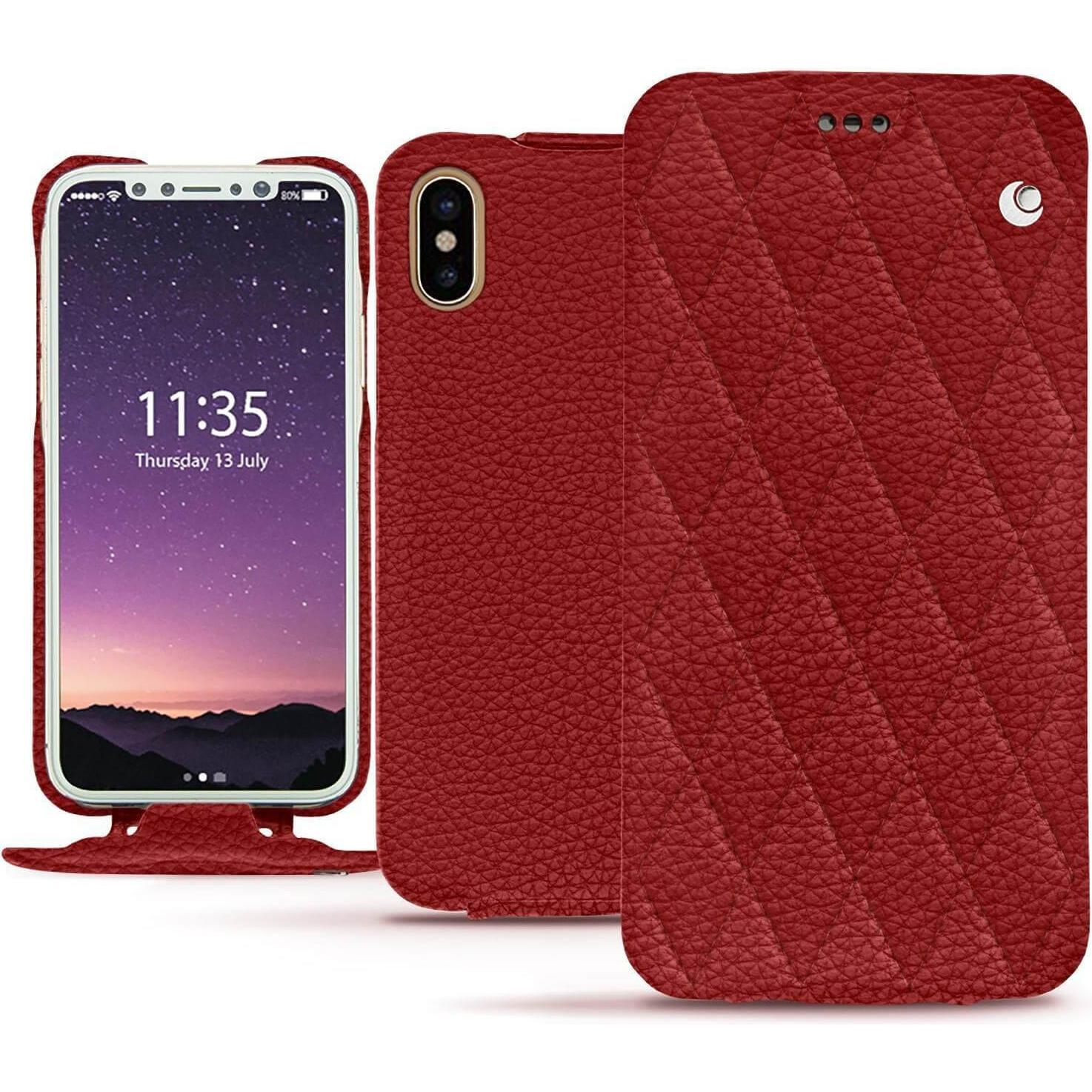 Noreve Lederschutzhülle vertikal (Apple iPhone X), Smartphone Hülle, Rot