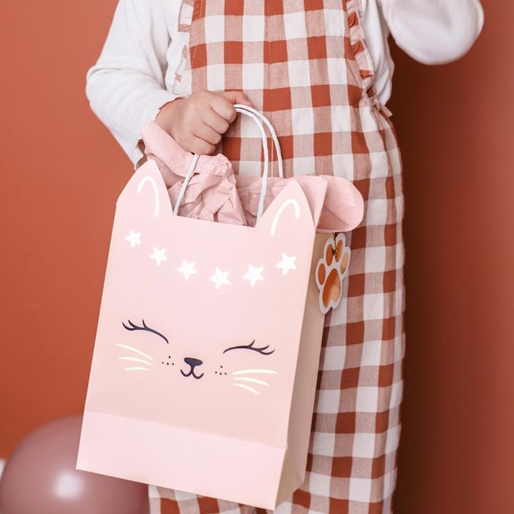 Actual product image Partydeco Gift bag cat, 1 piece, light pink (1x)