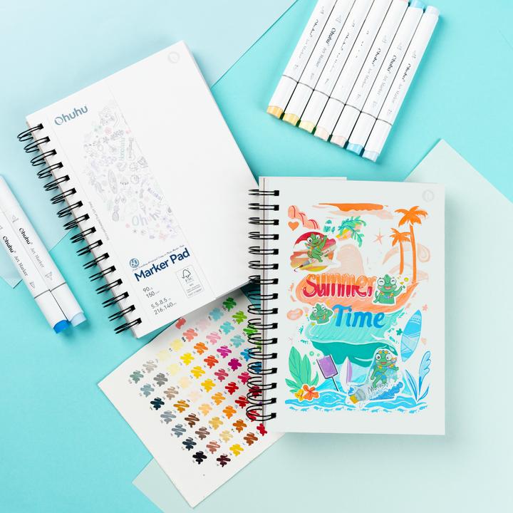 Image du produit Ohuhu Kunst-Skizzenbuch (auslaufsicher) - 150 g/m², 60 Blatt, 14 x 21.6 cm (Blanc)