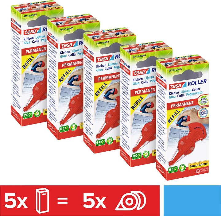 Image du produit tesa 5x recharges de rouleaux adhésifs permanents