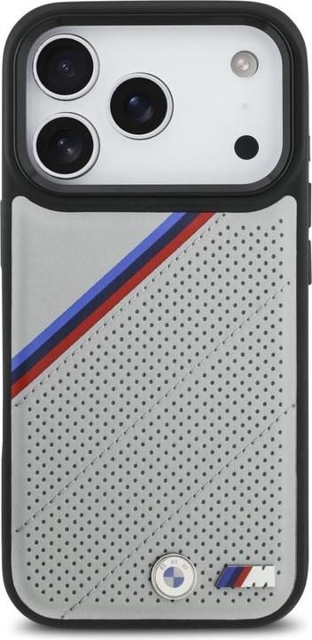 Produktbild BMW Etui M Tricolor Metal Logo MagSafe do iPhone 17 Pro szary (Apple iPhone 17 Pro)