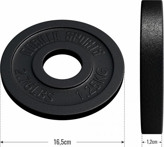 Produktbild Gorilla Sports Hantelscheibe 50/51mm Gusseisen (1 x 1.25 kg)