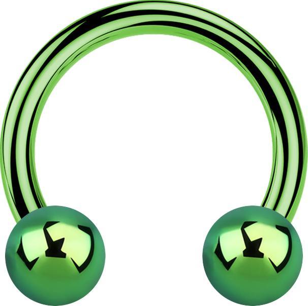 Actual product image Star Piercing Micro Circular Barbell green with two balls (without brass, Surgical steel 316L)