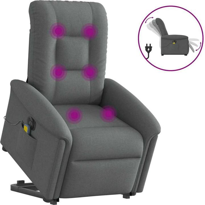 Actual product image vidaXL Electric massage chair with stand-up aid dark grey fabric