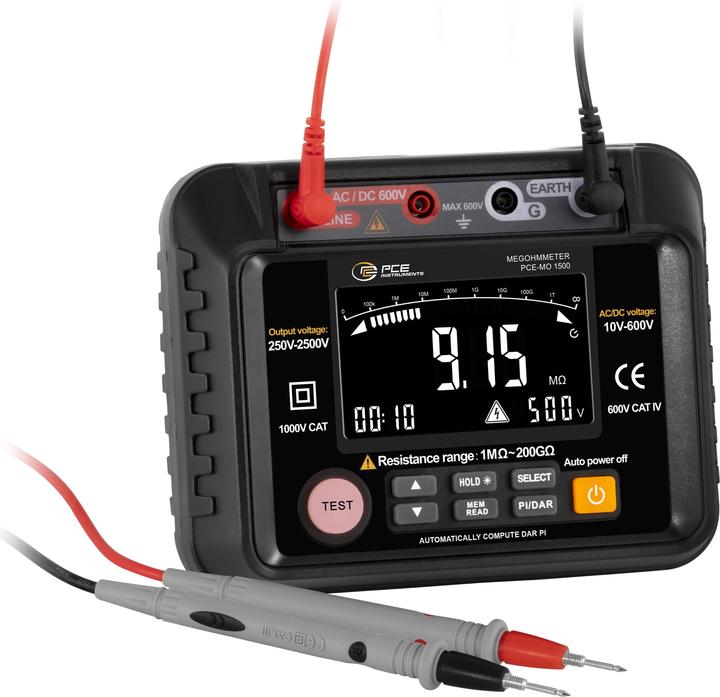 Image du produit PCE Instruments Appareil de mesure de l'isolation (CAT III 1000V, CAT IV 600V)