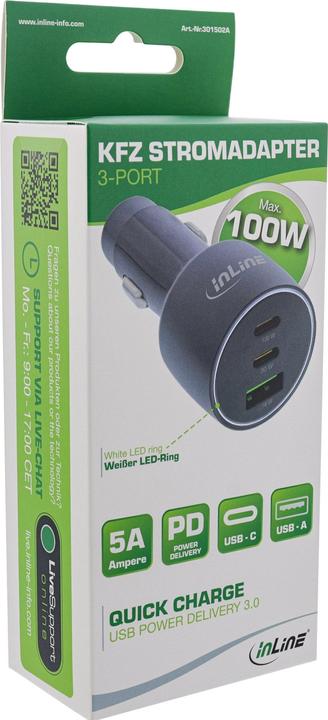 Immagine prodotto InLine Adattatore USB per auto Power Delivery