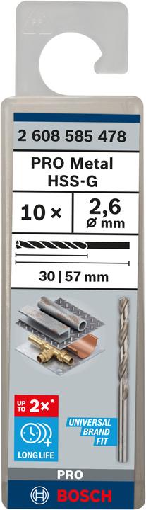 Immagine prodotto Bosch Professional Zubehör Trapano PRO Metal HSS-G, 2,6 x 30 x 57 mm (2,6 mm)