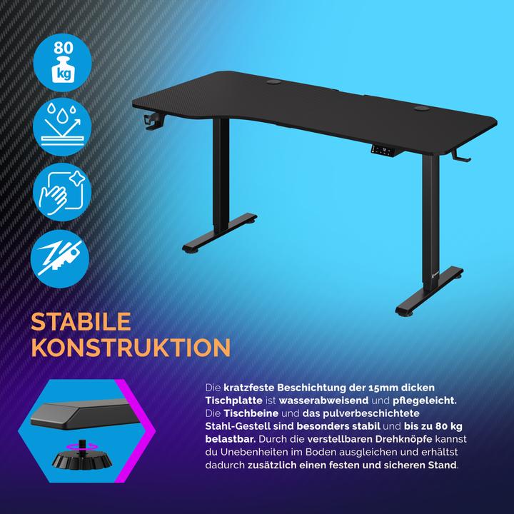 Actual product image Casaria Desk with adjustable height (160 x 75 x 118 cm)