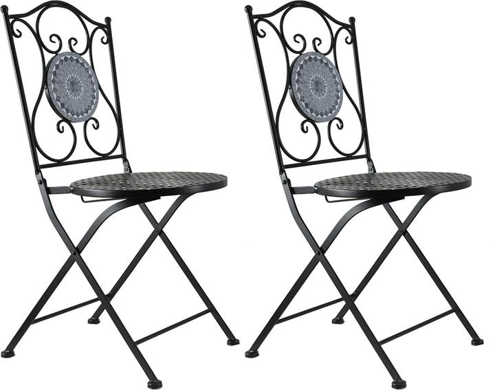 Produktbild HTI-Living Gartenstuhl 2er-Set Metall Schwarz Schieferoptik