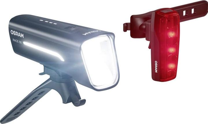 Osram Set di illuminazione per bicicletta RACE 50 SET LED a batteria nero (100 lm, 100 lm)