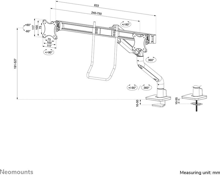 Actual product image Neomounts Select Desk Mount, double disp (Table, 32.01")