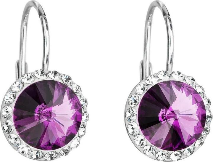 Immagine prodotto Evolution Group Silver Dangle Earrings With Crystals Preciosa 31216.3 Amethyst (Argento)