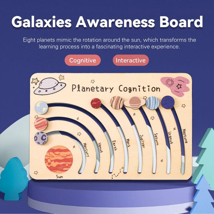 Image du produit Activity Board Jouet pour bébé Système solaire en bois Tableau cognitif Cosmique Jouet d'apprentissage de