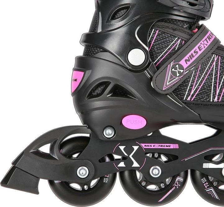 Produktbild Nils Rollschuhe/Hockeyskates Extreme NH11912 schwarz-pink - PU70 mm/82A (S 31-34) (32)