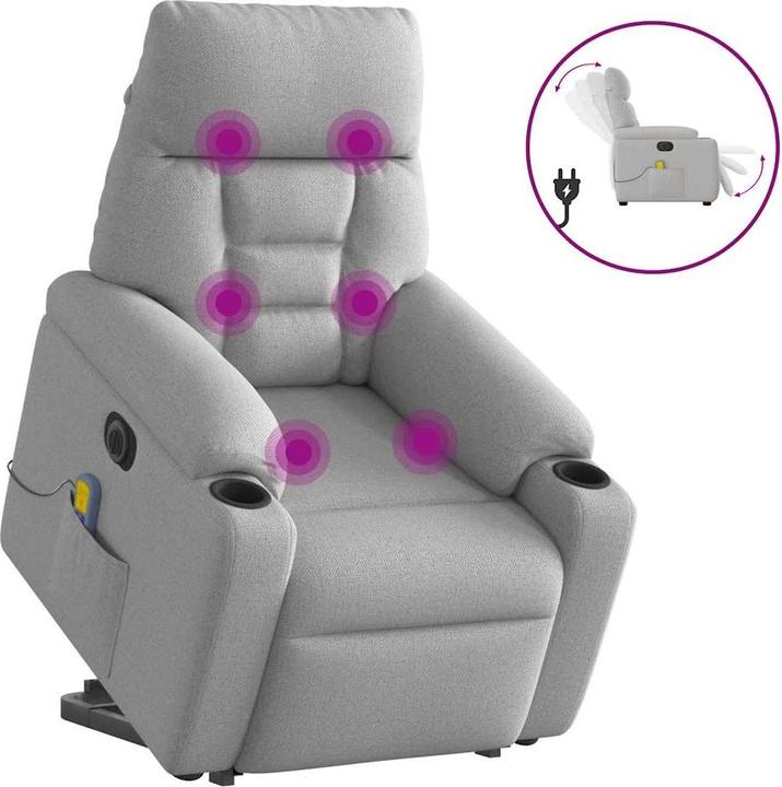 Immagine prodotto vidaXL Poltrona massaggiante con ausilio per la posizione eretta elettrica in tessuto grigio nuvola