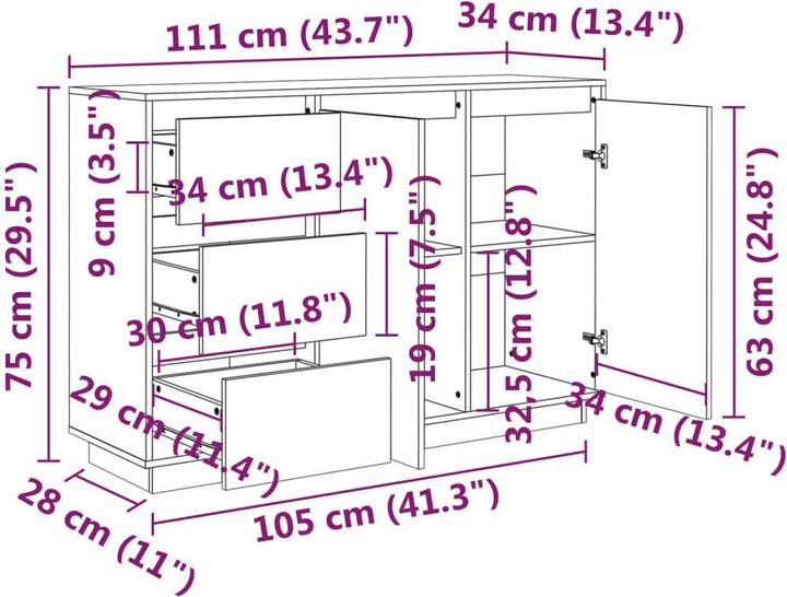 Image du produit vidaXL Sideboard (111 x 34 x 75 cm)