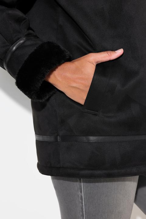 Immagine prodotto Ulla Popken Giacca aviator in stile shearling con effetto pelliccia d'agnello e collo (42, 44)