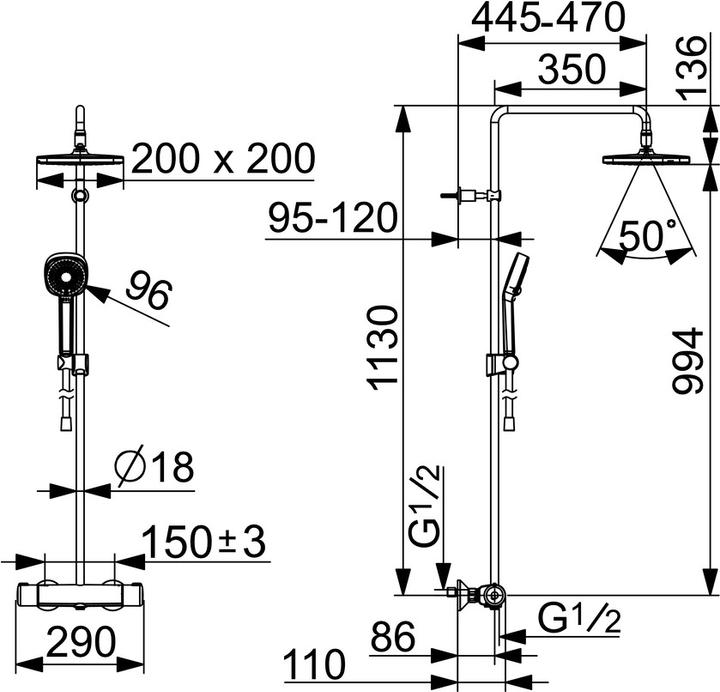 Actual product image Hansa Armaturen GmbH Hansamicra shower system w. shower therm. KBR 20cm HBR d 95mm chrome