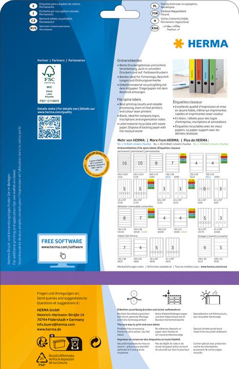 Image du produit HERMA Étiquettes de classement A4