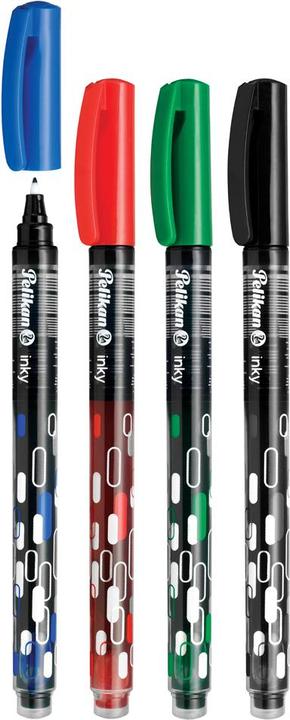 Actual product image Pelikan Ink pen Inky 273, in display assorted colours: blue, green, red, black (Multicoloured, 50 x)