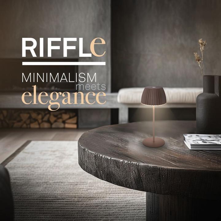 Produktbild Briloner Brilo unplugged RIFFLE Akku Mini Tischleuchte mit Lichtkante - Umbrasand (150 lm)