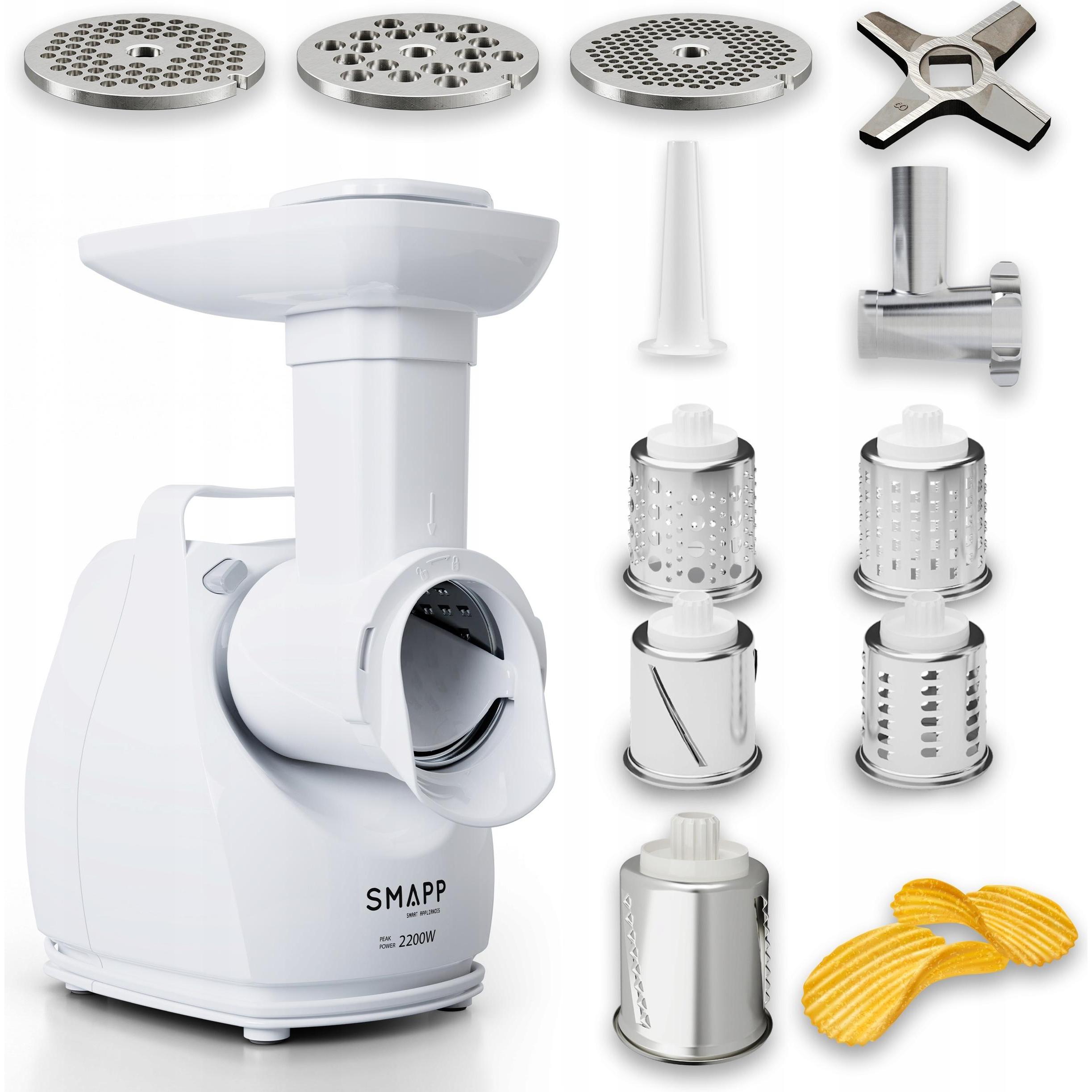 Smapp Maszynka do mięsa 490.81R 2200W z szatkownicą, Tritacarne, Bianco