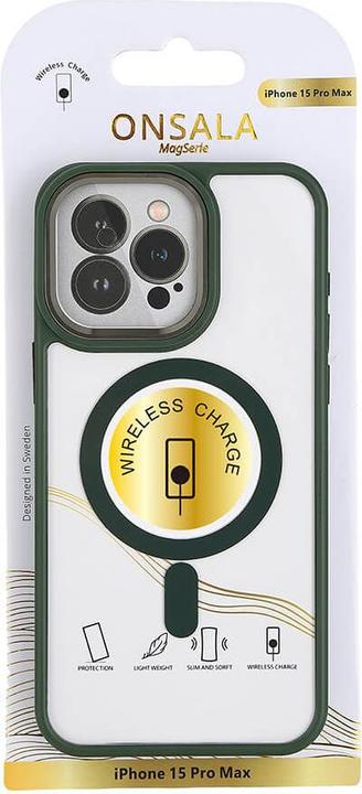 Produktbild Onsala Back Bumper Clear Case MagSerie iPhone 15 Pro Max Clear Case Grüner Bumper (Apple iPhone 15 Pro Max)