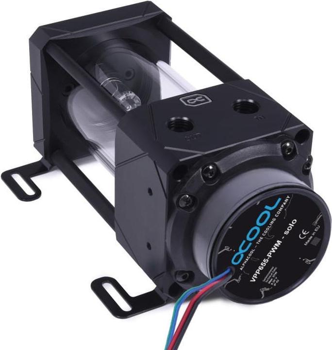 Alphacool PUM Aurora D5 Acetal/Glass Ice Bucket - 150mm with D5 VPP655 PWM Pump