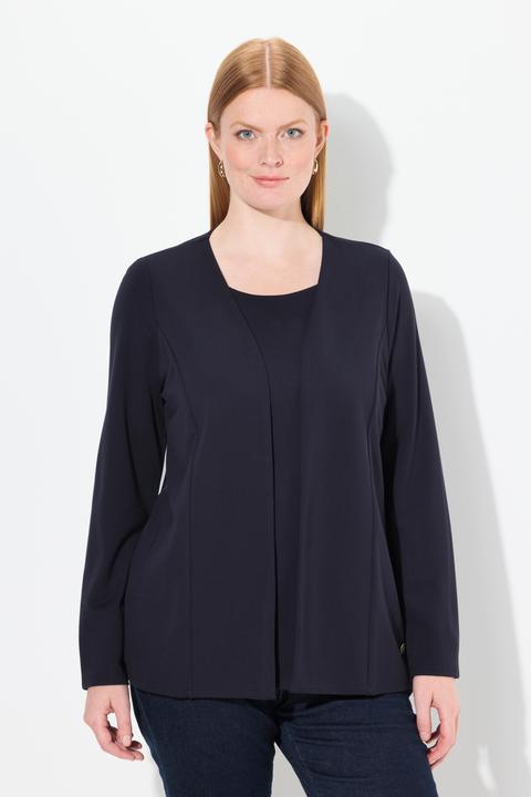 Produktbild Ulla Popken 2-in-1-Sweatjacke, Rundhals, Teilungsnähte, Langarm (56)